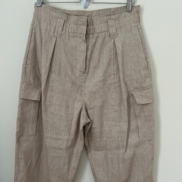 REISS Womens Cargo Style Linen Blend Trousers Size 10 - Picture 2 of 13
